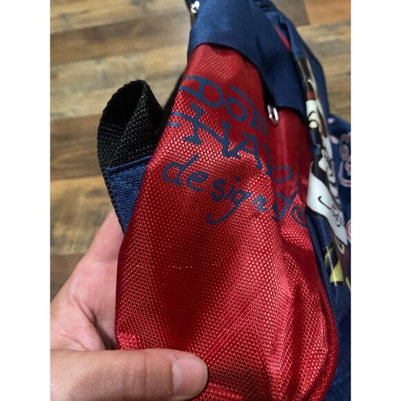 DON ED HARDY Skull With Top Hat Zip Top Carry Loop Backpack Navy & Red‎ - Picture 2 of 4